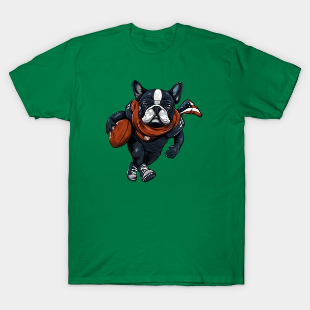 English Bulldog American Football player T-Shirt by Wintrly